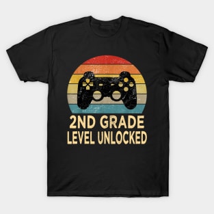 2nd Grade Level Unlocked Video Gamer Back to School Boys T-Shirt